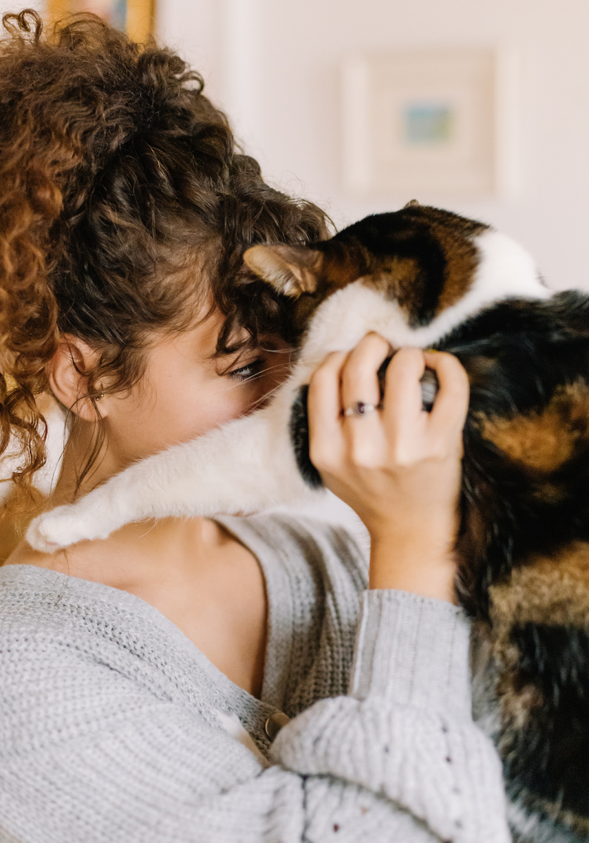 A Woman Holding Her Cat